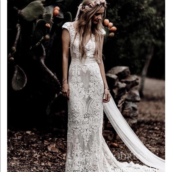 NWT Boho Lace Wedding Dress - Picture 1 of 12